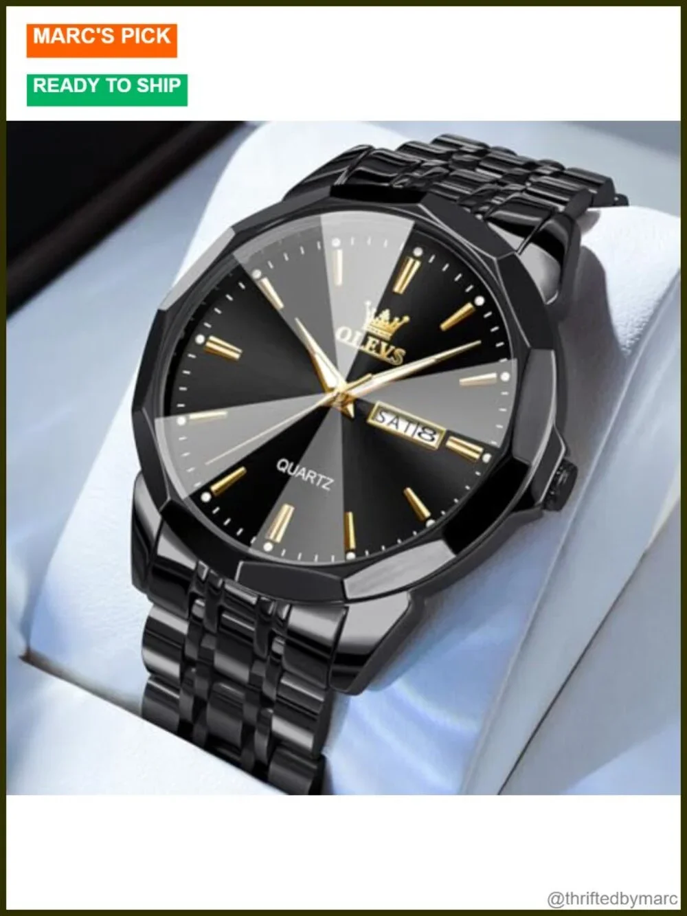 Diamond Business Dress Quartz Stainless Steel Waterproof Luminous Date Two Tone